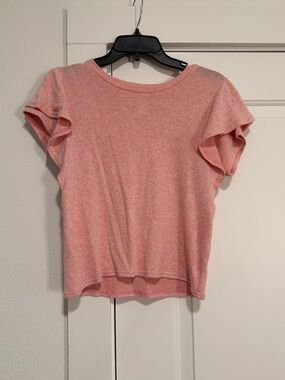 Nordstrom Pink Ruffle Sleeve Short Sleeve Tee